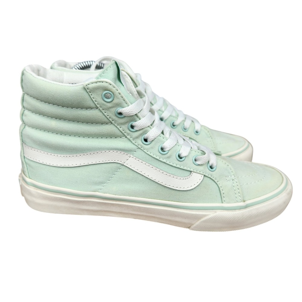 Vans Off The Wall Sneakers Women‎ 8 Mint Green Canvas SK8-Hi Skate Shoes 721454